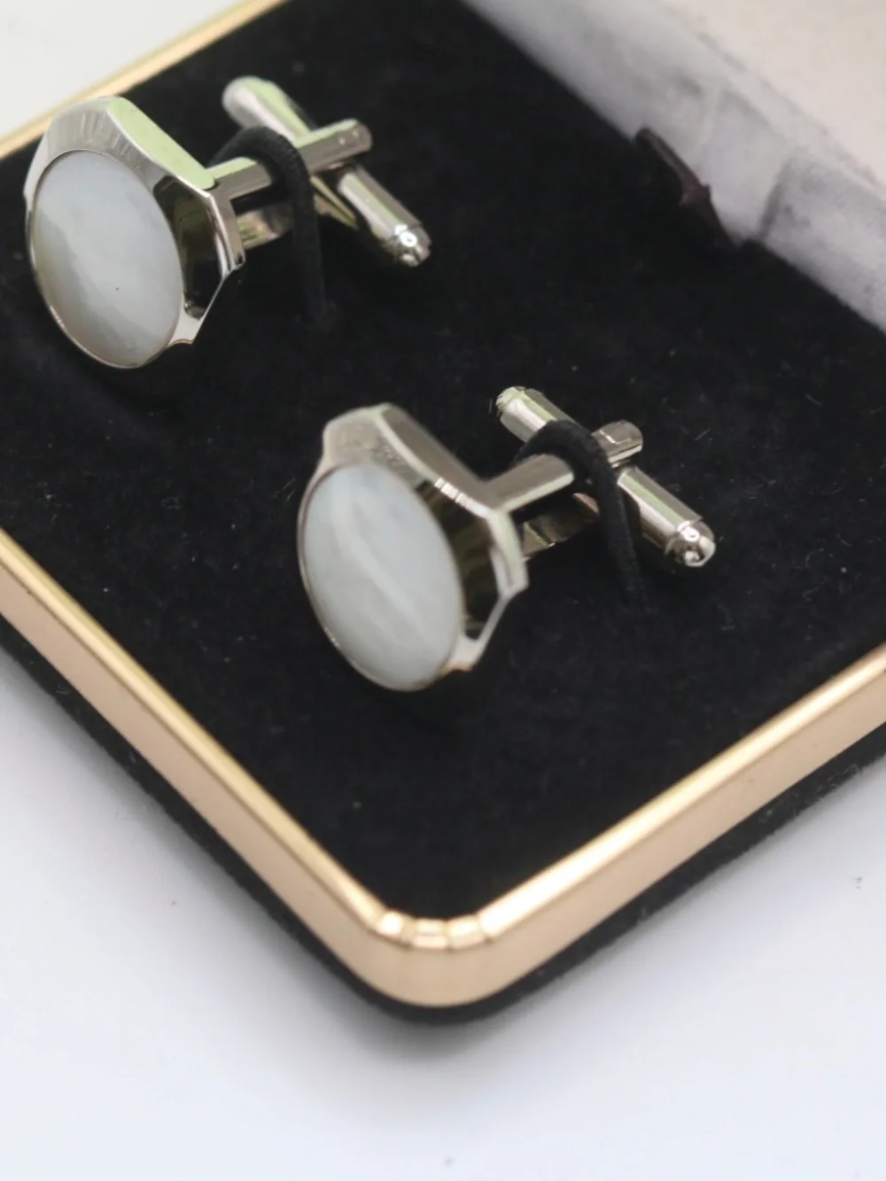 VINTAGE Silver Mother of Pearl Cuff Links